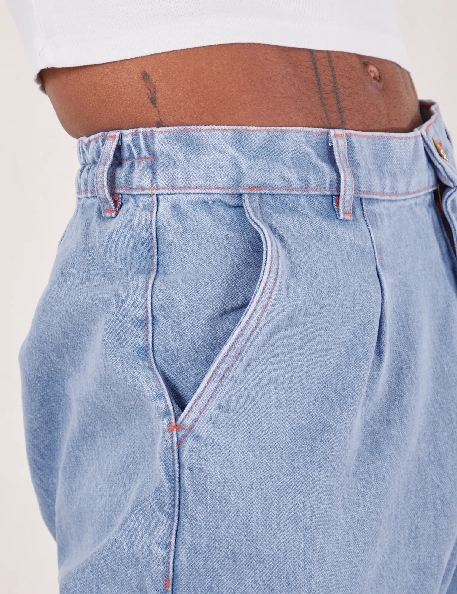 Indigo Wide Leg Trousers - Light Wash