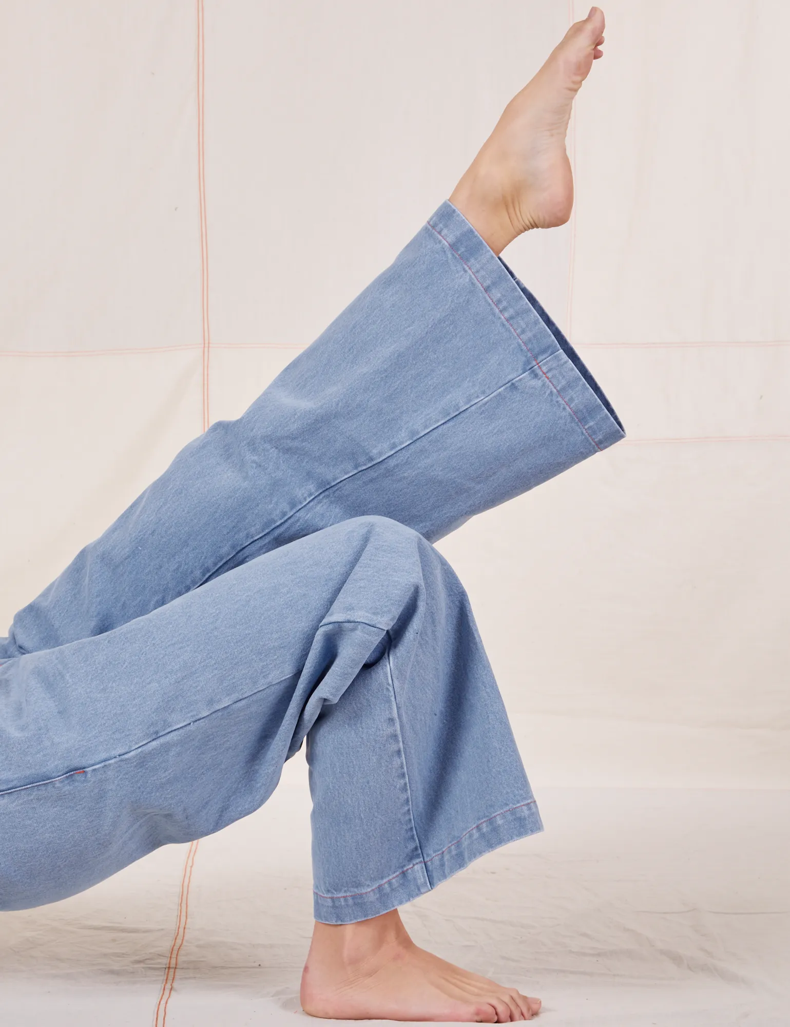 Indigo Wide Leg Trousers - Light Wash