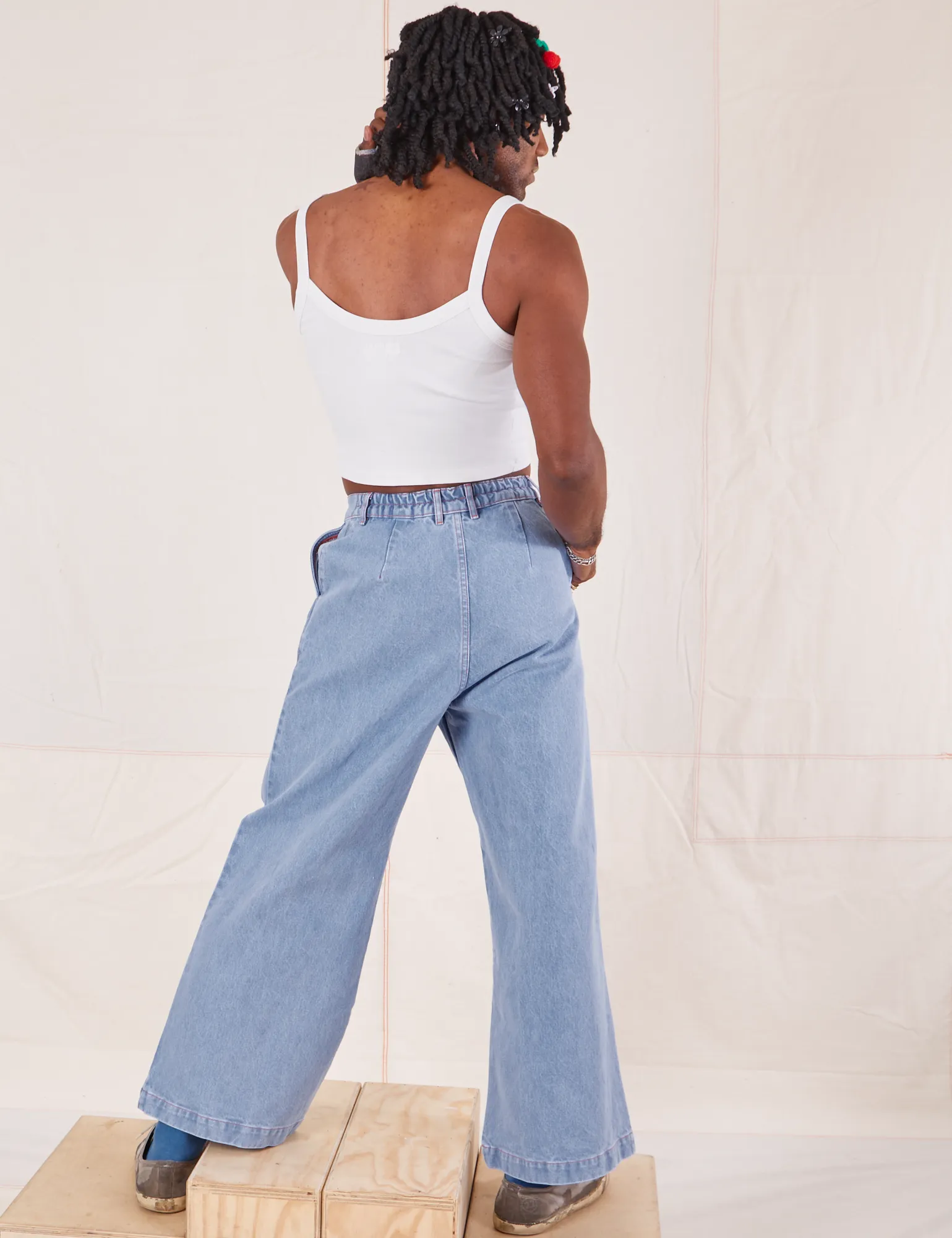 Indigo Wide Leg Trousers - Light Wash