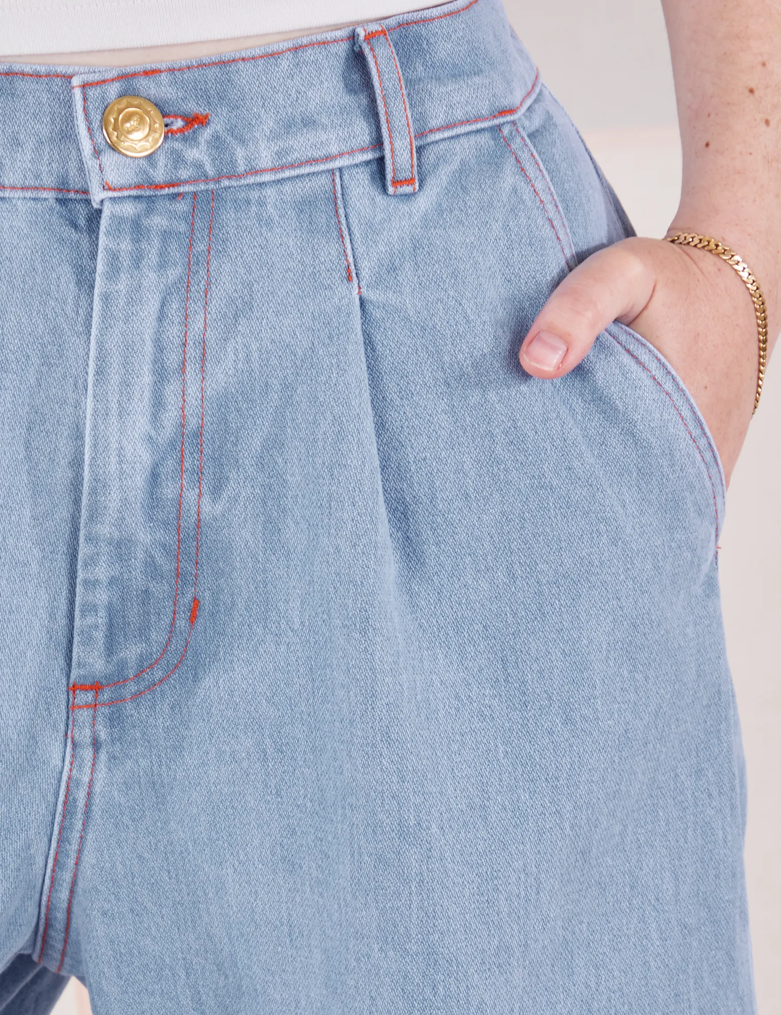 Indigo Wide Leg Trousers - Light Wash