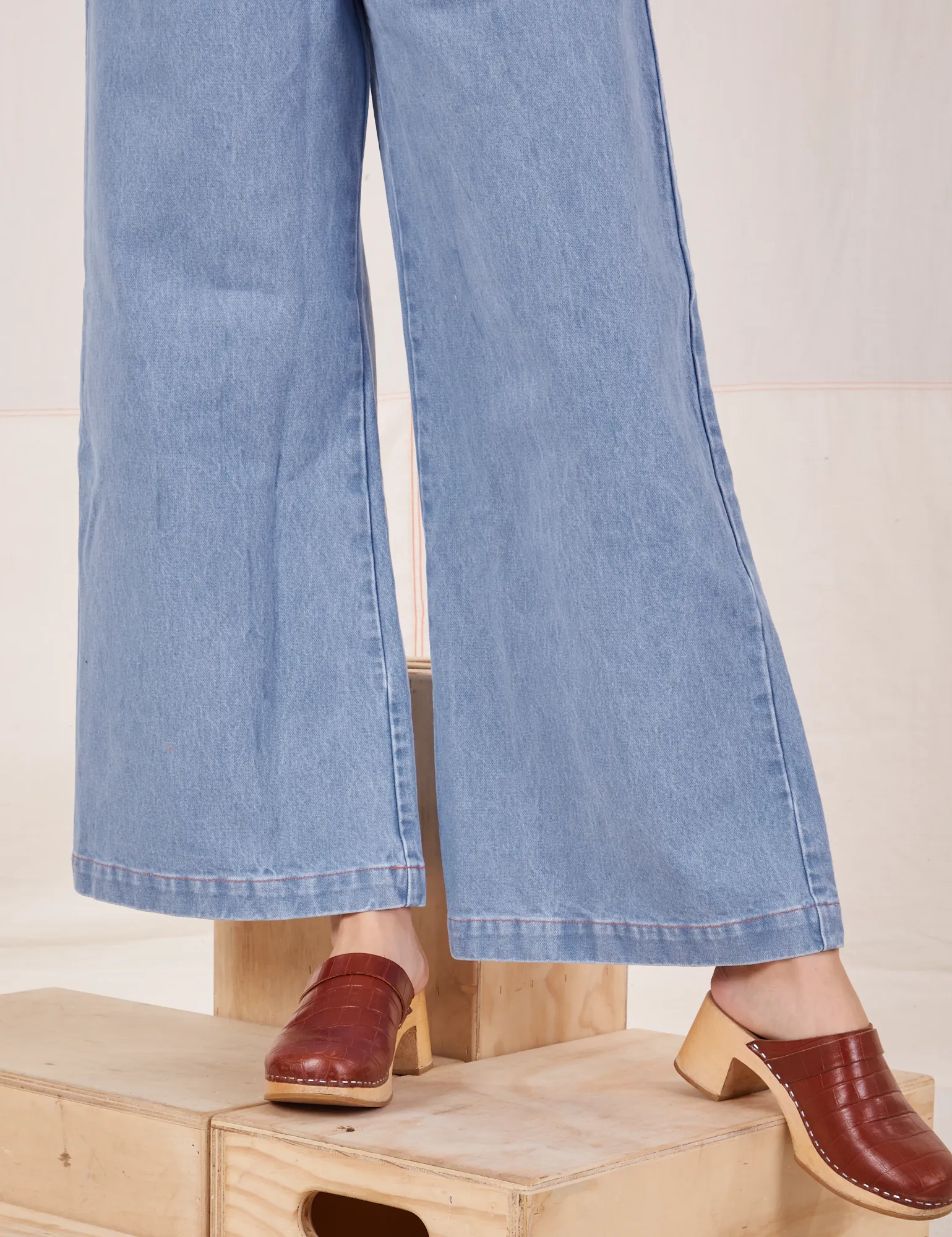 Indigo Wide Leg Trousers - Light Wash