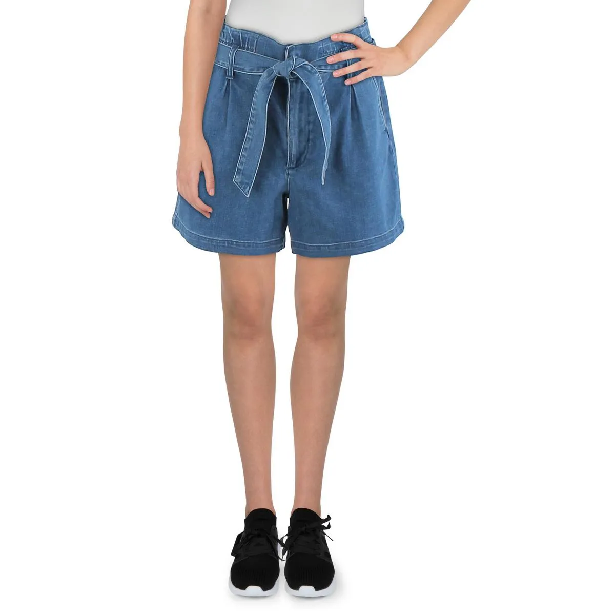 Jag Jeans Womens High-Rise Pleated Denim Shorts