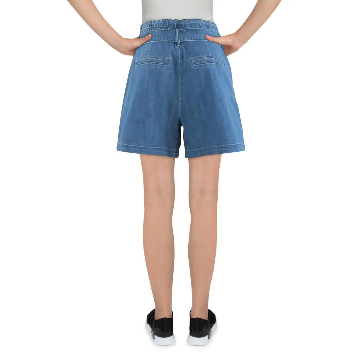 Jag Jeans Womens High-Rise Pleated Denim Shorts