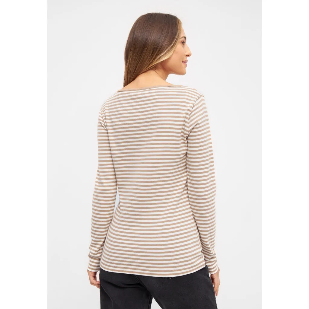 Josefine Long Sleeve T-shirt - Camel / Pearl