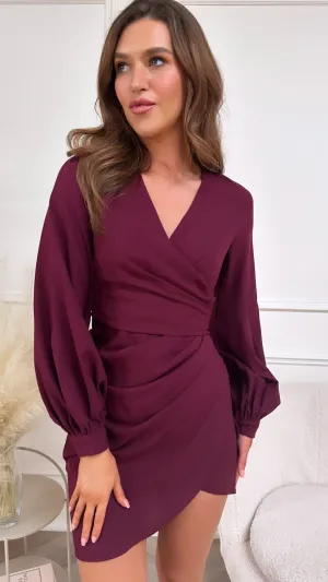 Kianna Berry Long Sleeve Mini Dress