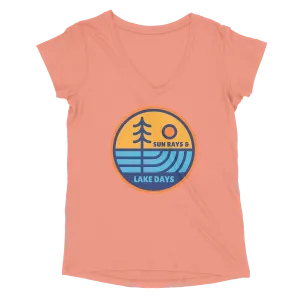 Lake 0266 Sun Rays & Lake Days Women’s Perfect Tri V-Neck Tee