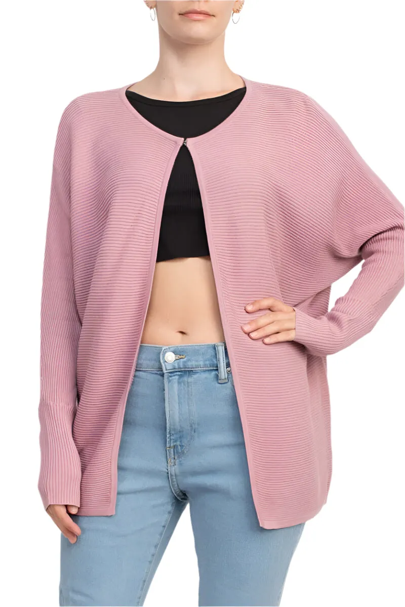 Lissy Crew Neck Open Front Long Sleeve Knit Cardigan