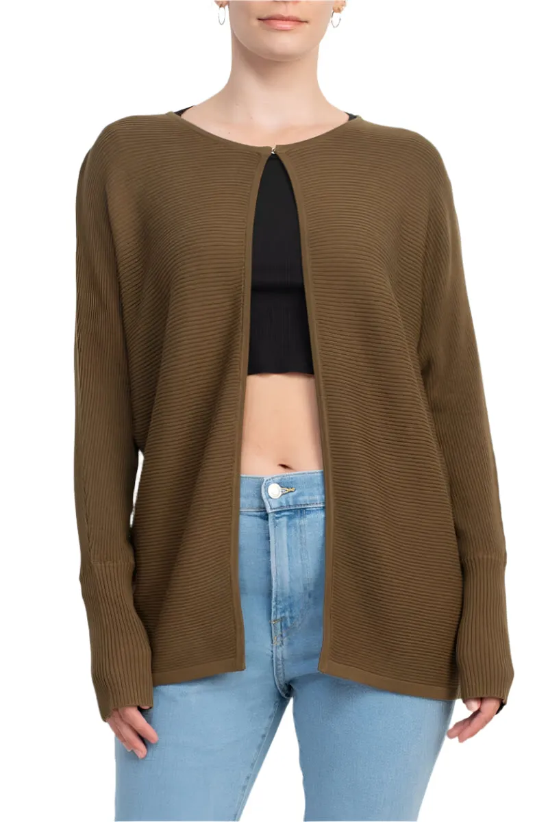 Lissy Crew Neck Open Front Long Sleeve Knit Cardigan