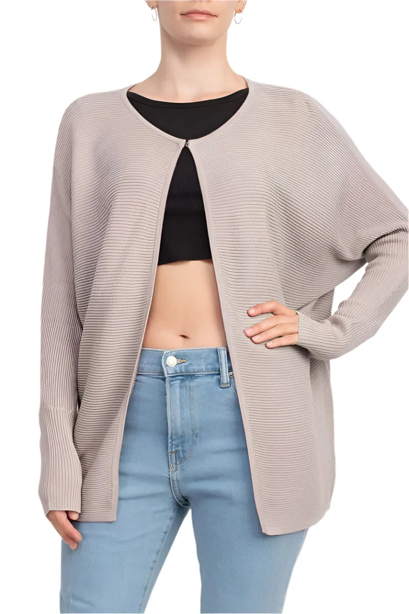Lissy Crew Neck Open Front Long Sleeve Knit Cardigan
