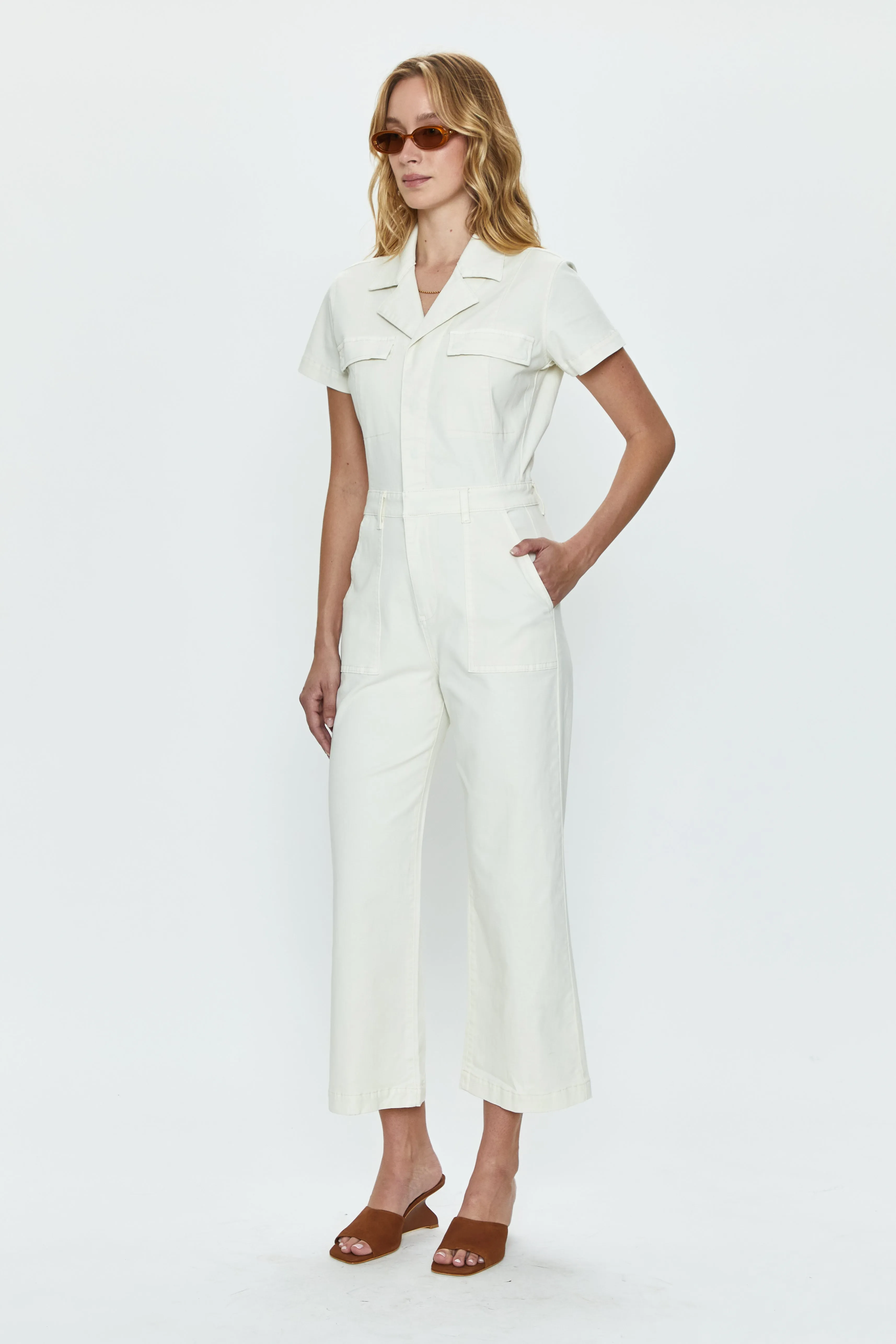 Makenna Wide Leg Jumpsuit - Eggshell
