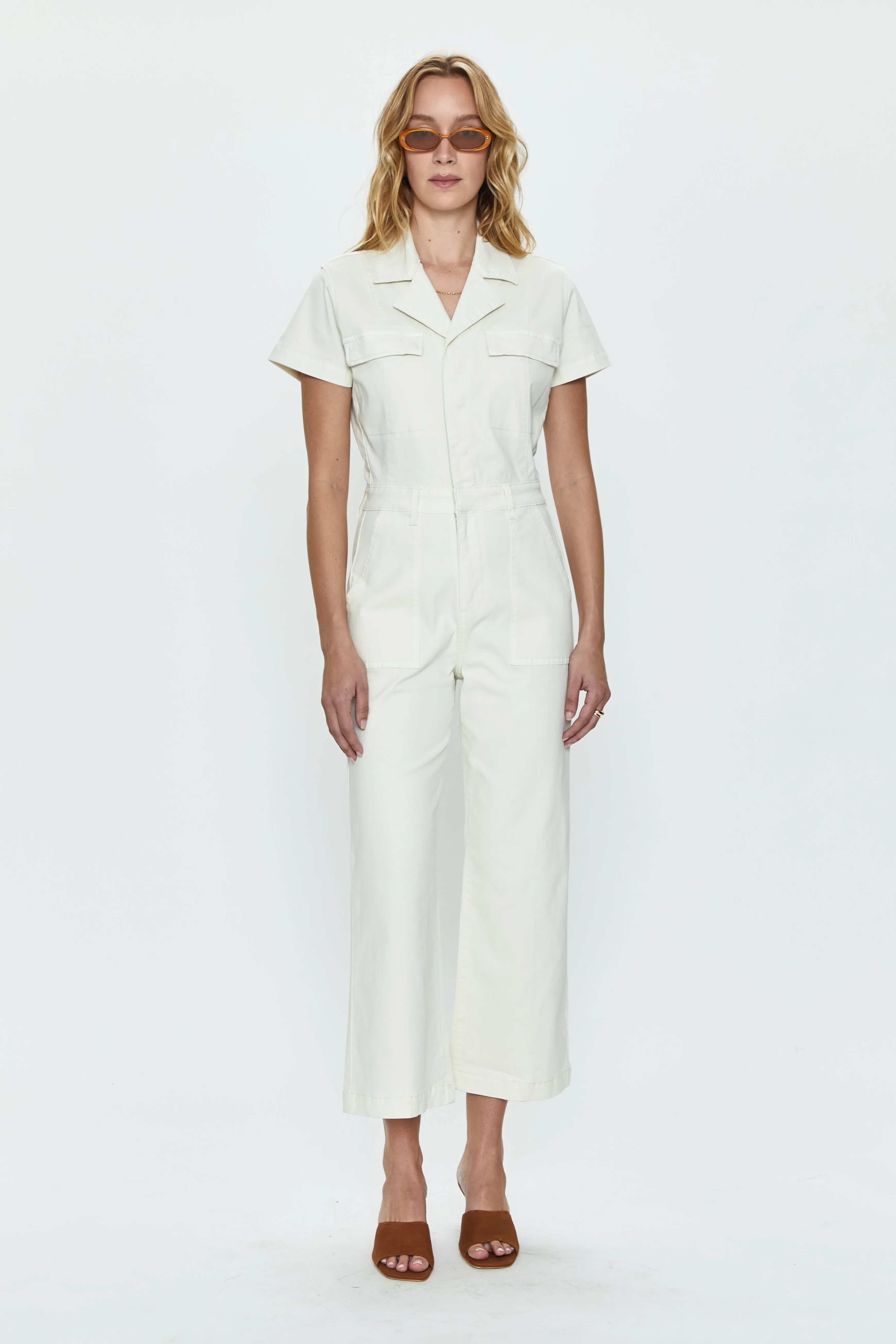 Makenna Wide Leg Jumpsuit - Eggshell
