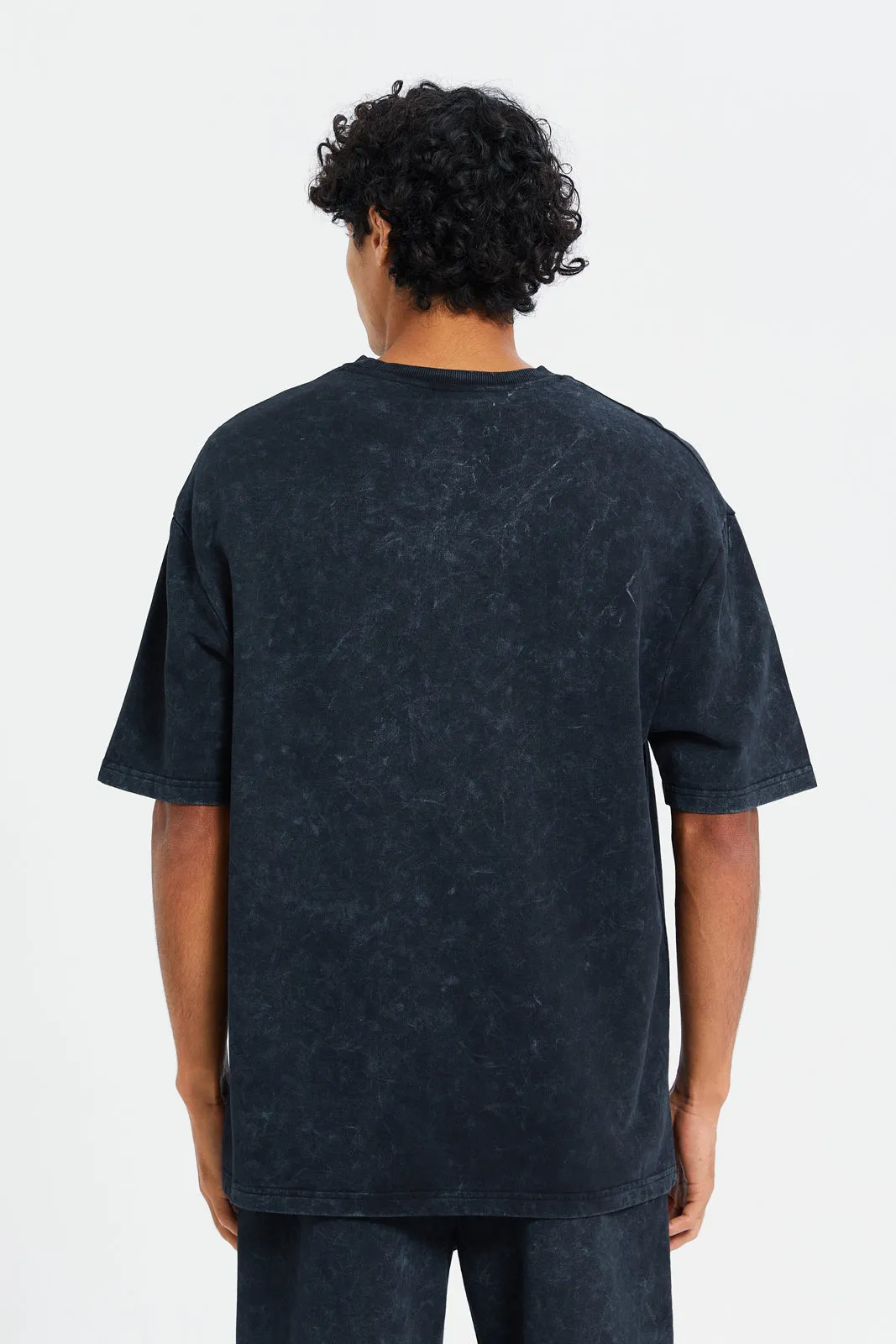Men Black Washed Lounge T-Shirt