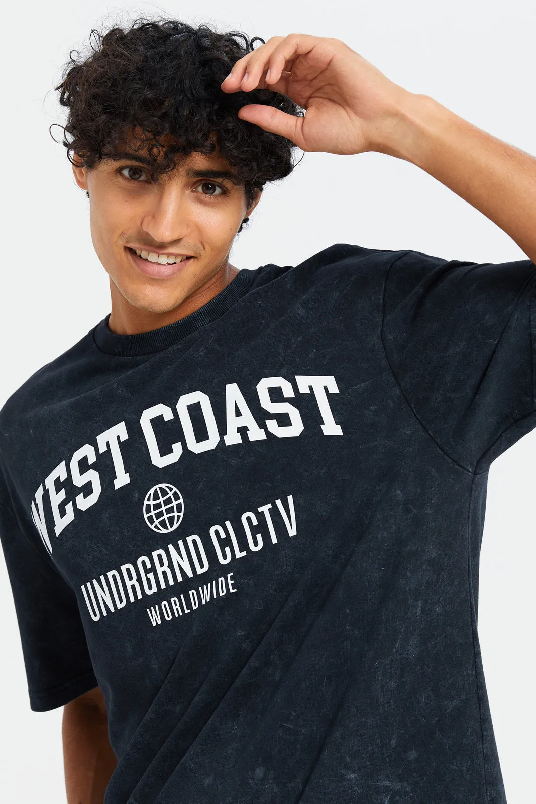 Men Black Washed Lounge T-Shirt