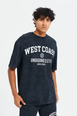 Men Black Washed Lounge T-Shirt