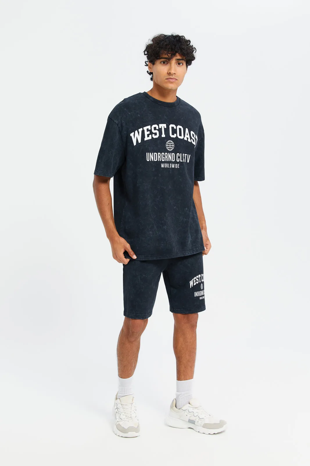 Men Black Washed Lounge T-Shirt