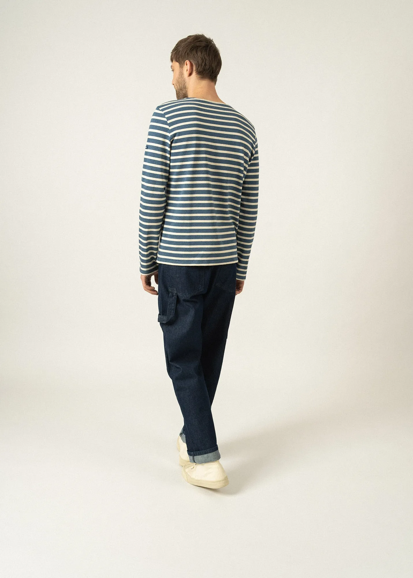Meridien unisex striped sailor shirt - regular fit, in thick cotton (JEAN/CHANVRE)