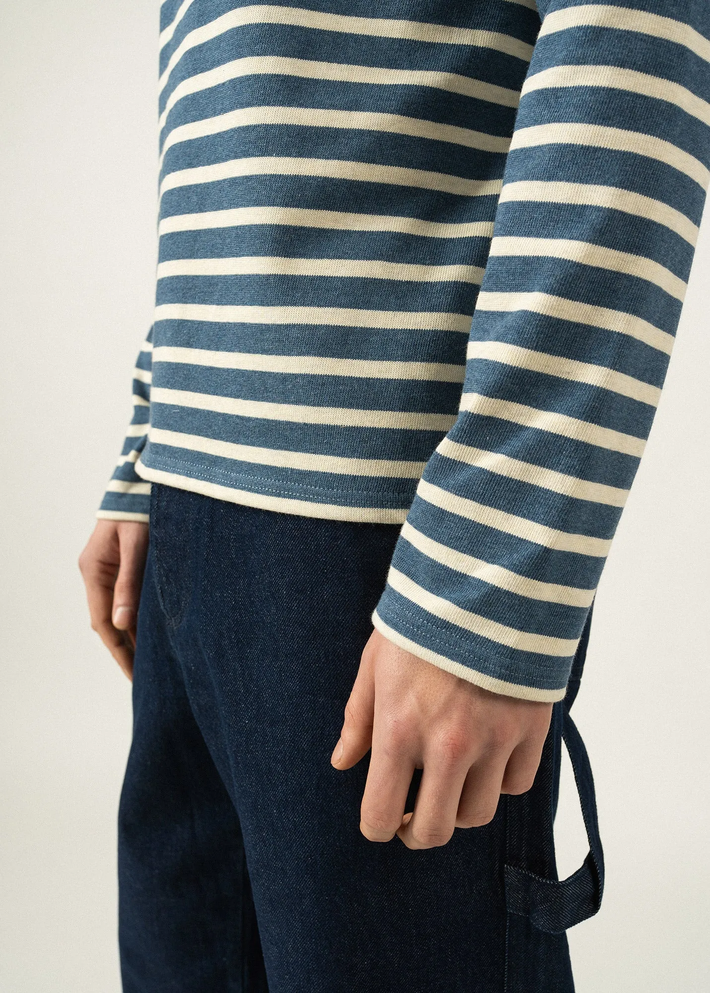 Meridien unisex striped sailor shirt - regular fit, in thick cotton (JEAN/CHANVRE)