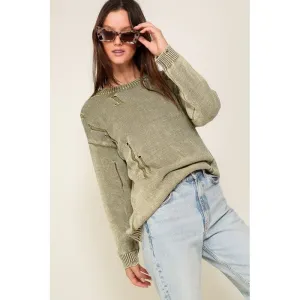 Mineral Wash Distressed Sweater
