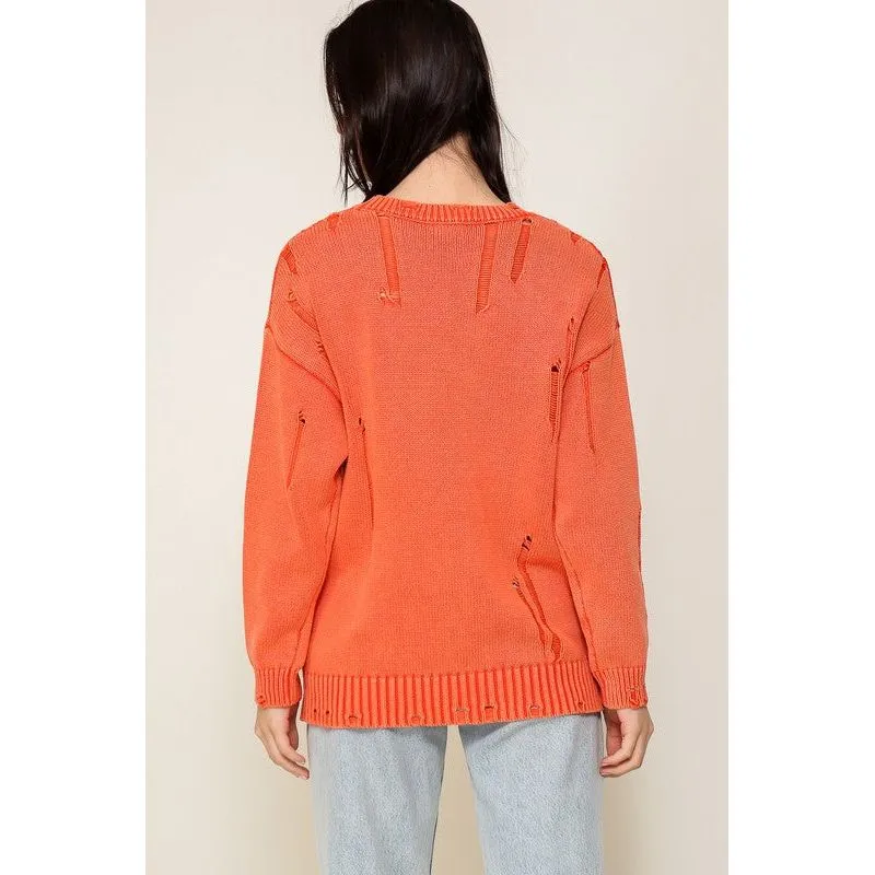 Mineral Wash Distressed Sweater