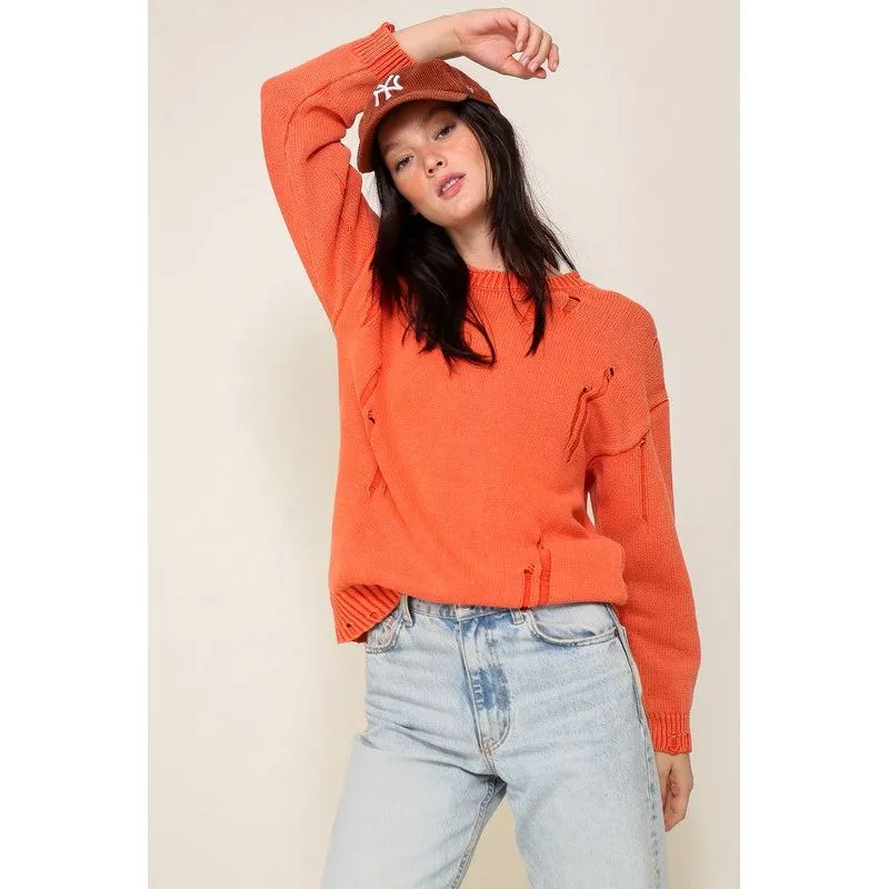 Mineral Wash Distressed Sweater