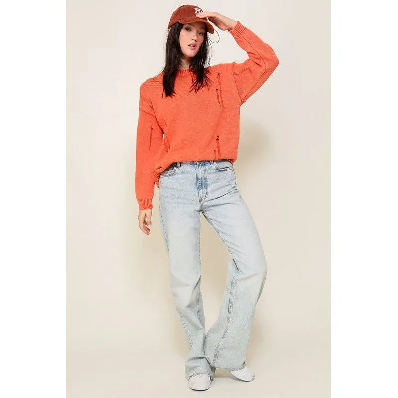 Mineral Wash Distressed Sweater