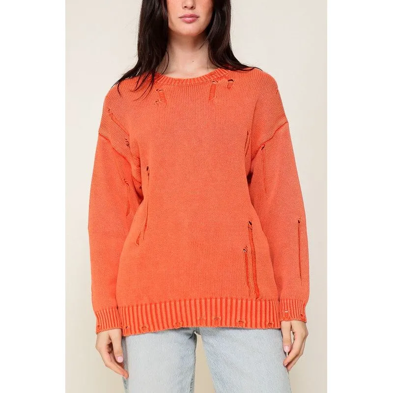 Mineral Wash Distressed Sweater