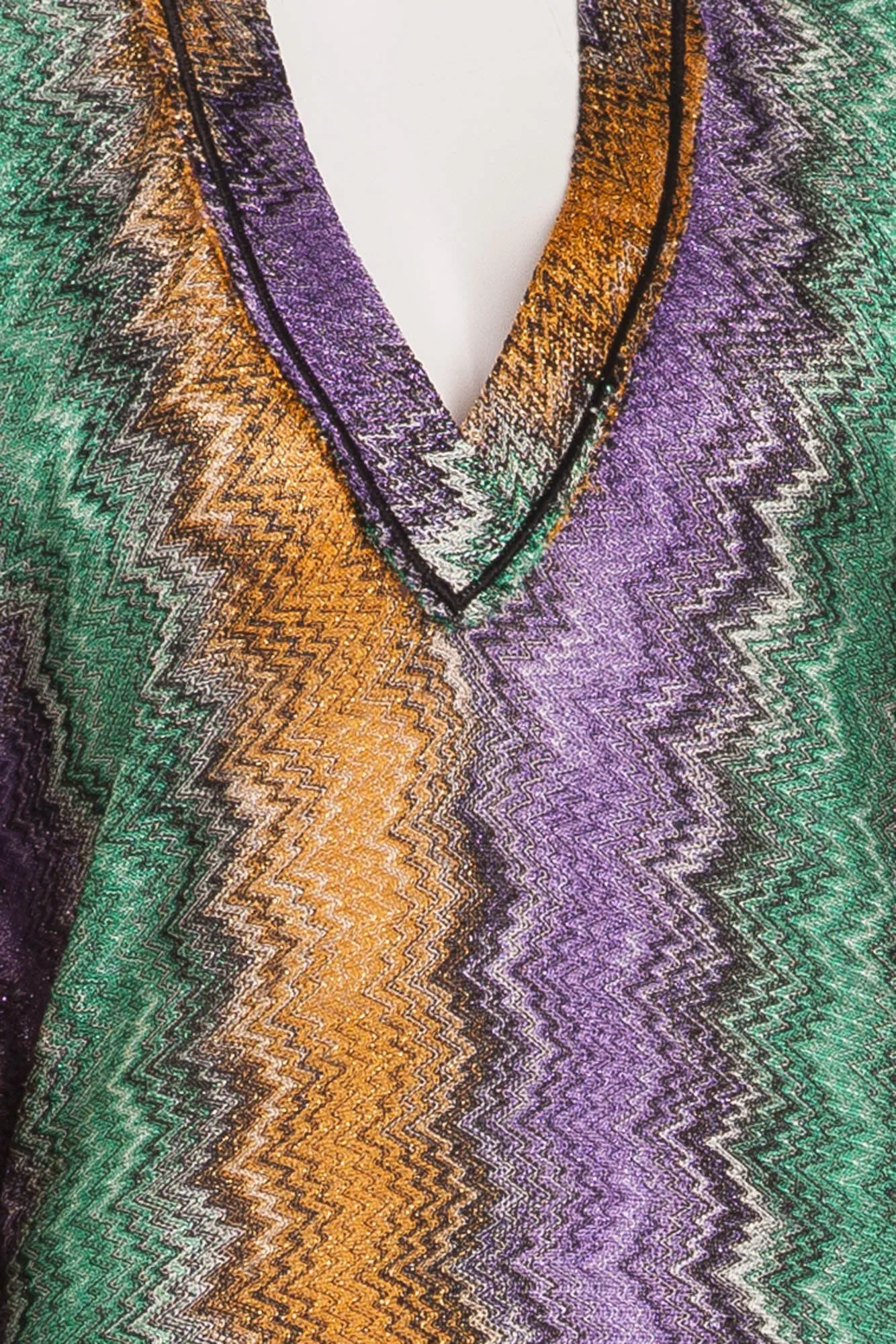 Missoni - Purple, Green, Orange Striped Short Sleeve Dress -