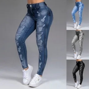 New Women's Jeans 5XL 6XL Stretch Ripped Skinny Black Denim Jean Sexy Mom Female Large Size Woman Elastic Office Fashion Trendy