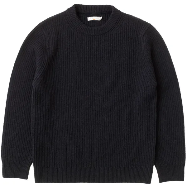 Nudie August Rib Wool Sweater (navy)