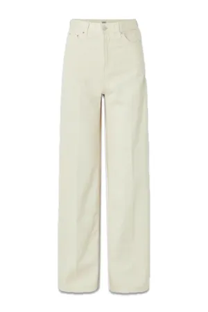 Pleated High-rise Wide-leg Organic Jeans