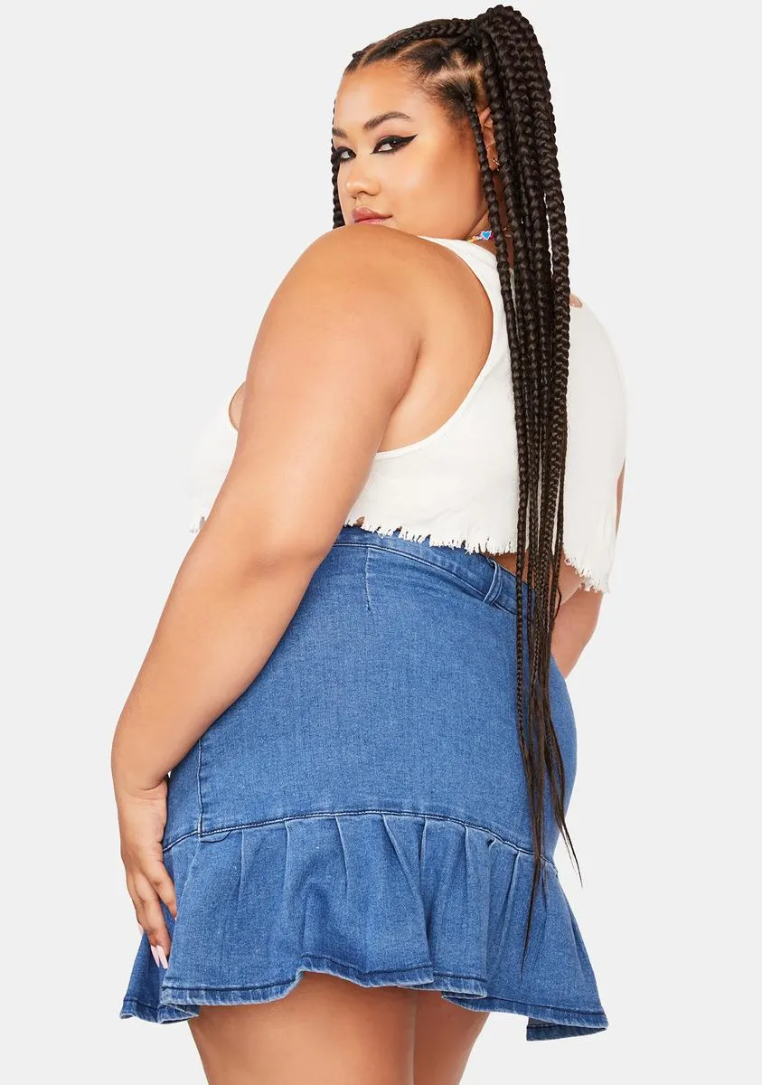 Plus Call Back Later Denim Mini Skirt
