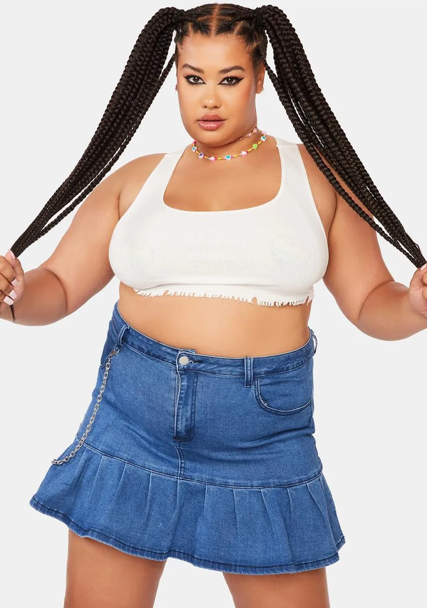Plus Call Back Later Denim Mini Skirt