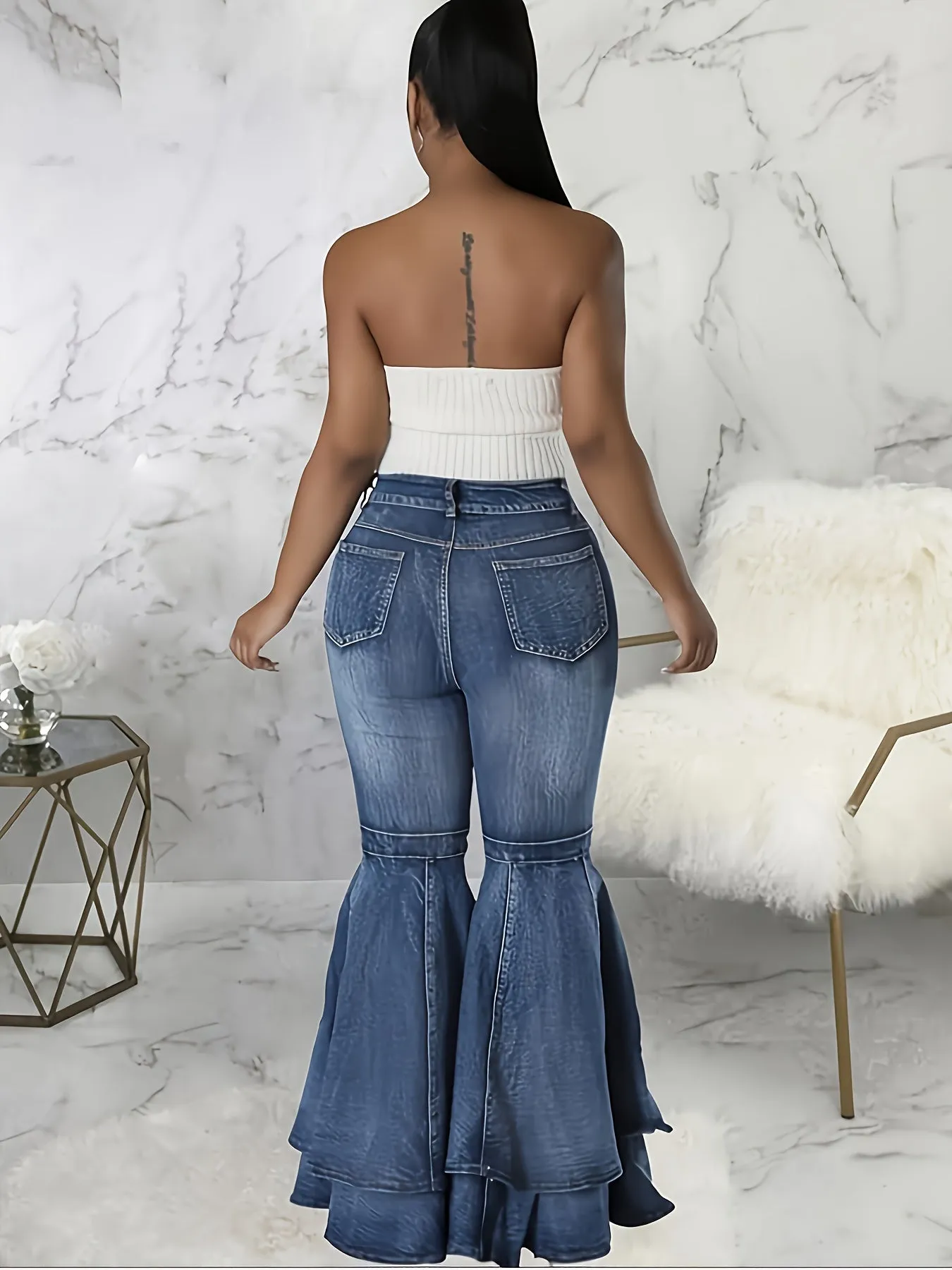 Plus Size Fly High Rise High Stretchy Jeans