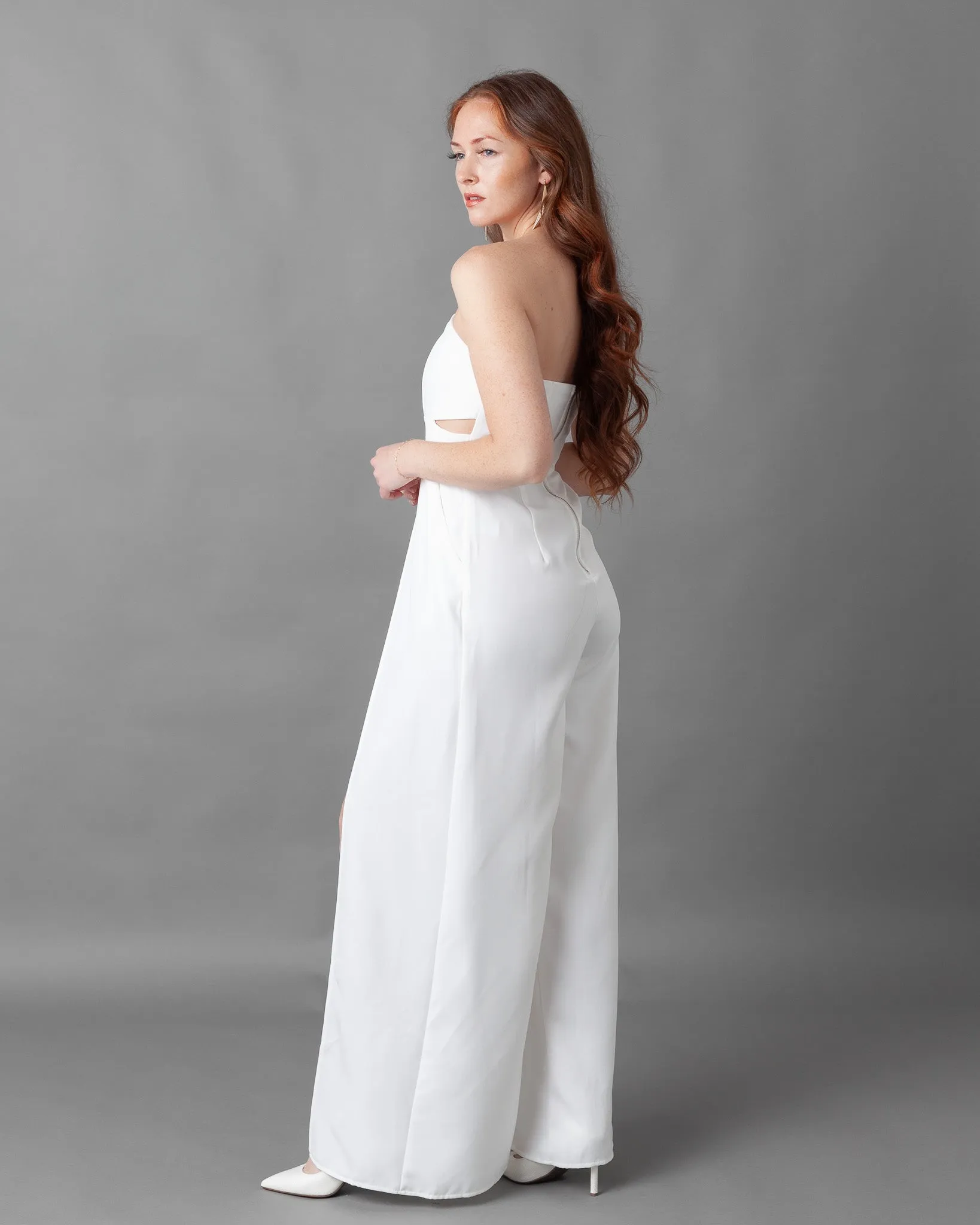 Prague Deep V Strapless Wide leg Jumpsuit