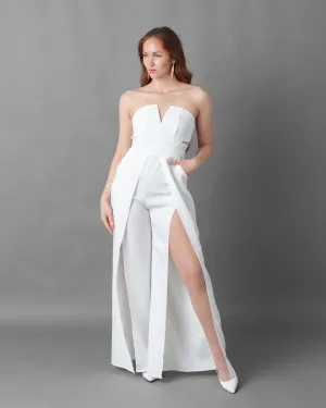 Prague Deep V Strapless Wide leg Jumpsuit