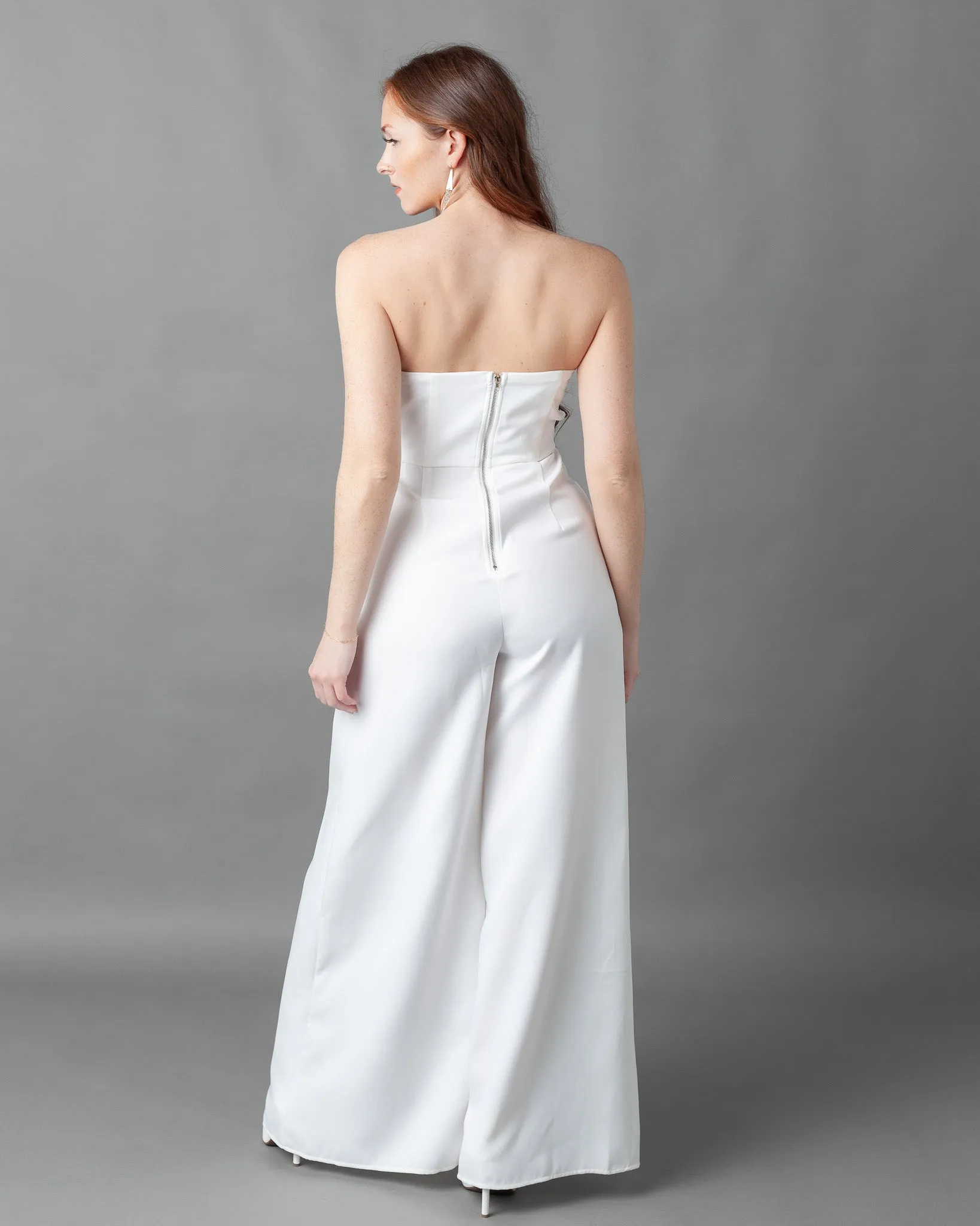 Prague Deep V Strapless Wide leg Jumpsuit