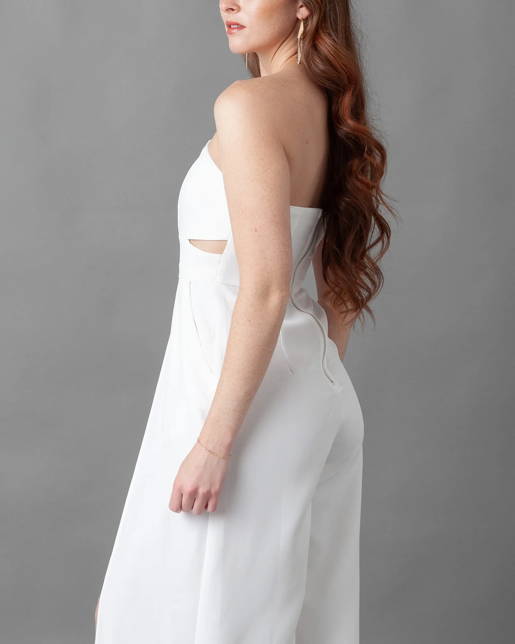 Prague Deep V Strapless Wide leg Jumpsuit