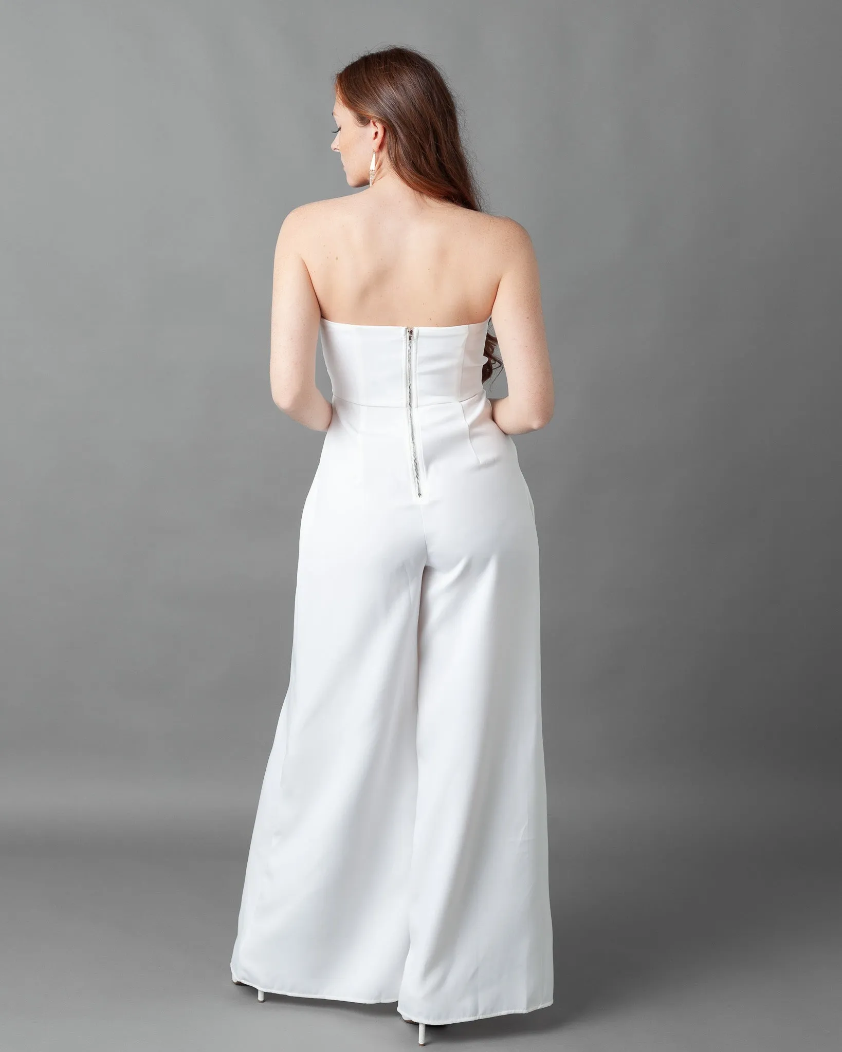 Prague Deep V Strapless Wide leg Jumpsuit
