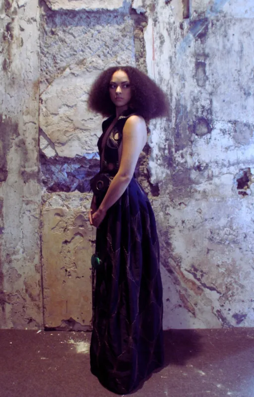 RENT Black and Gold Couture Dress
