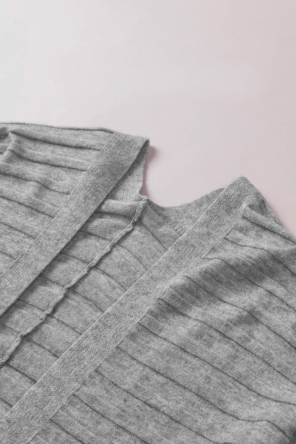 Ribbed Knit Dolman Sleeve Open Front Cardigan
