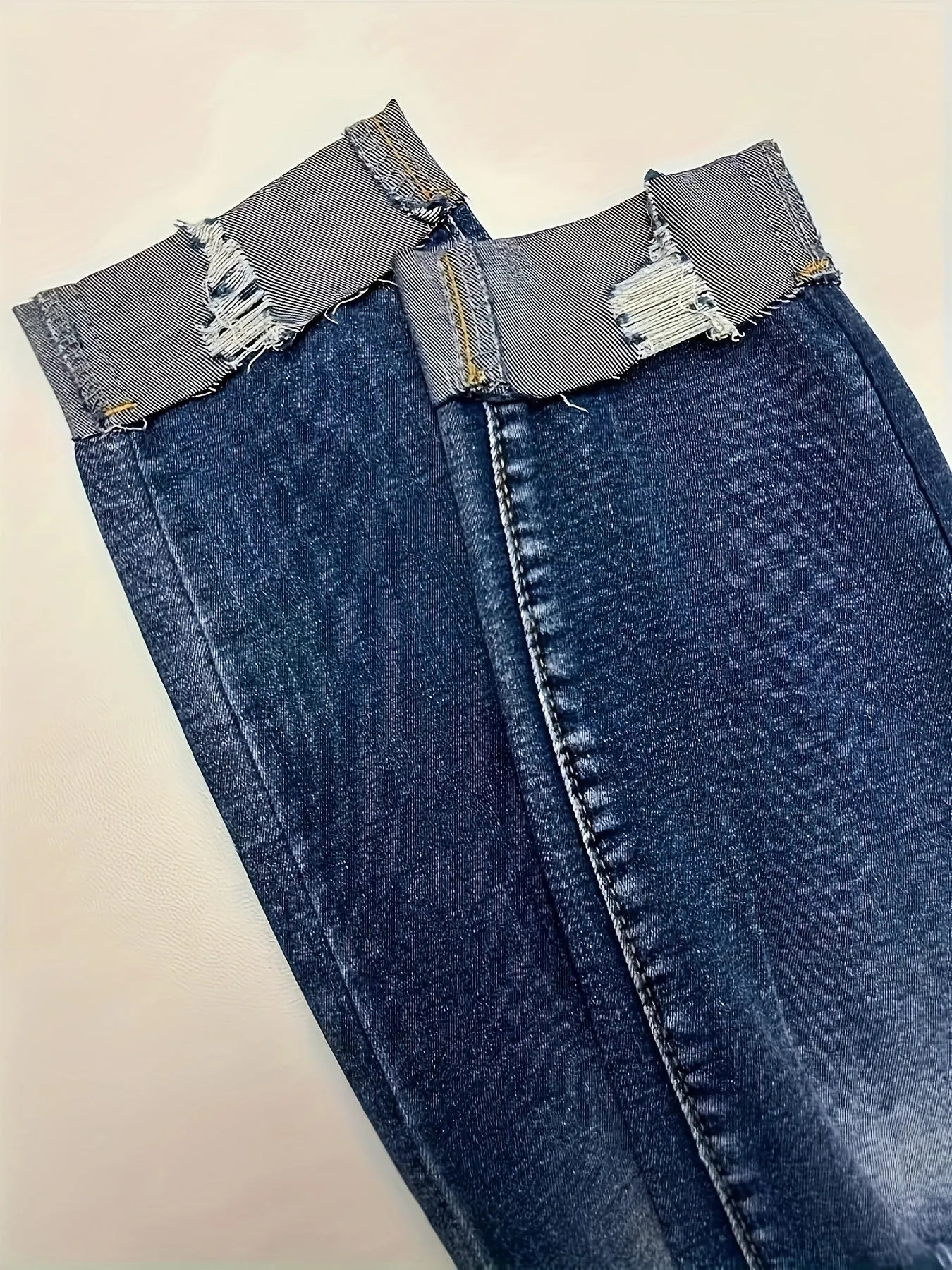 Ripped High Stretch Skinny Jeans, Whiskering Distressed Slash Pocket Denim Pants, Women's Denim Jeans & Clothing