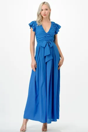 Royal Blue Lace Up Back Tie Jumpsuit