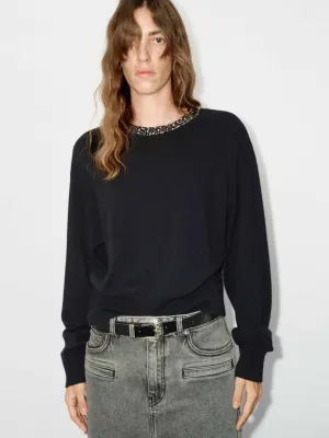 Sequin Collar Knit Sweater