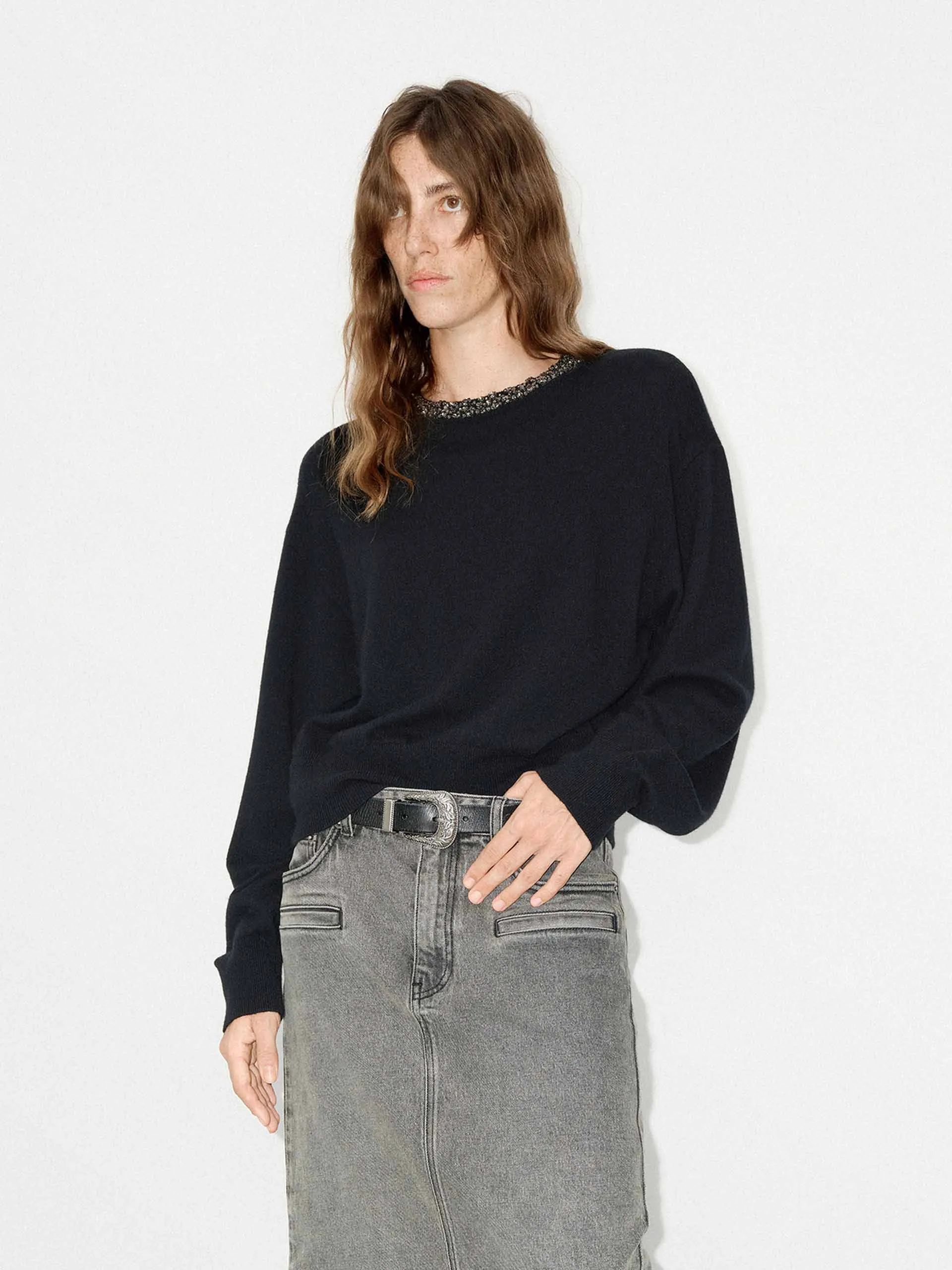 Sequin Collar Knit Sweater
