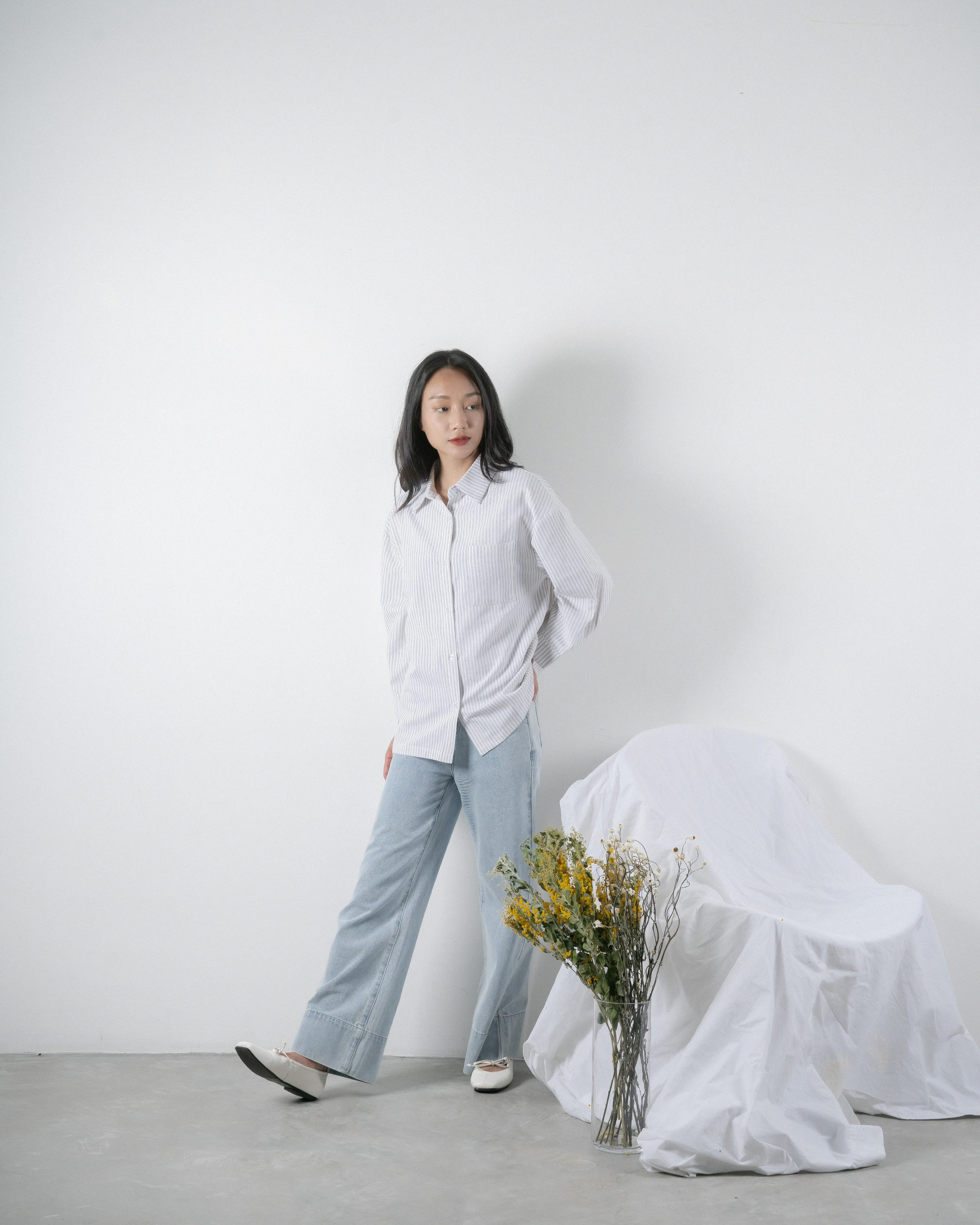 Stripes Oversize Shirt (Khaki)