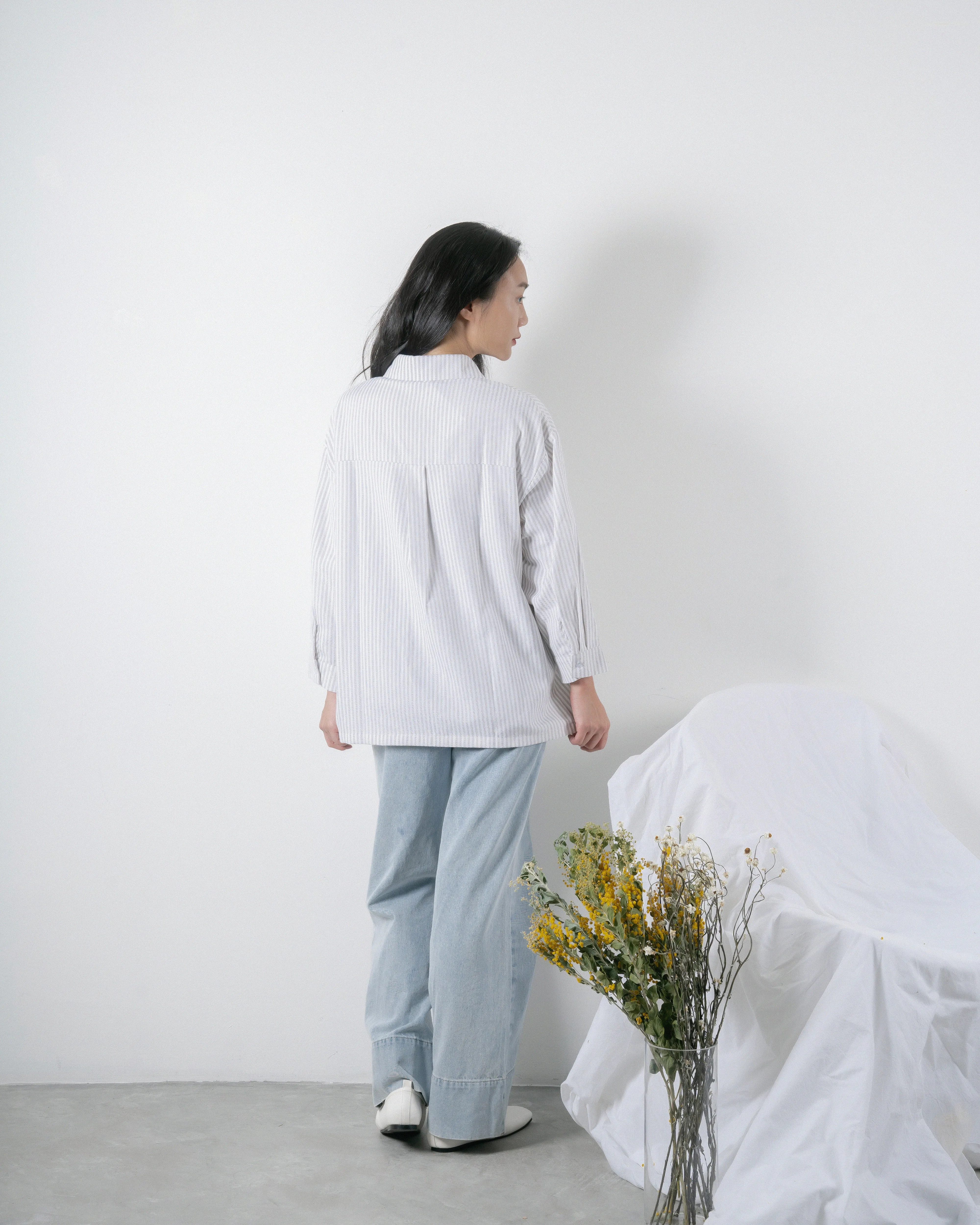 Stripes Oversize Shirt (Khaki)