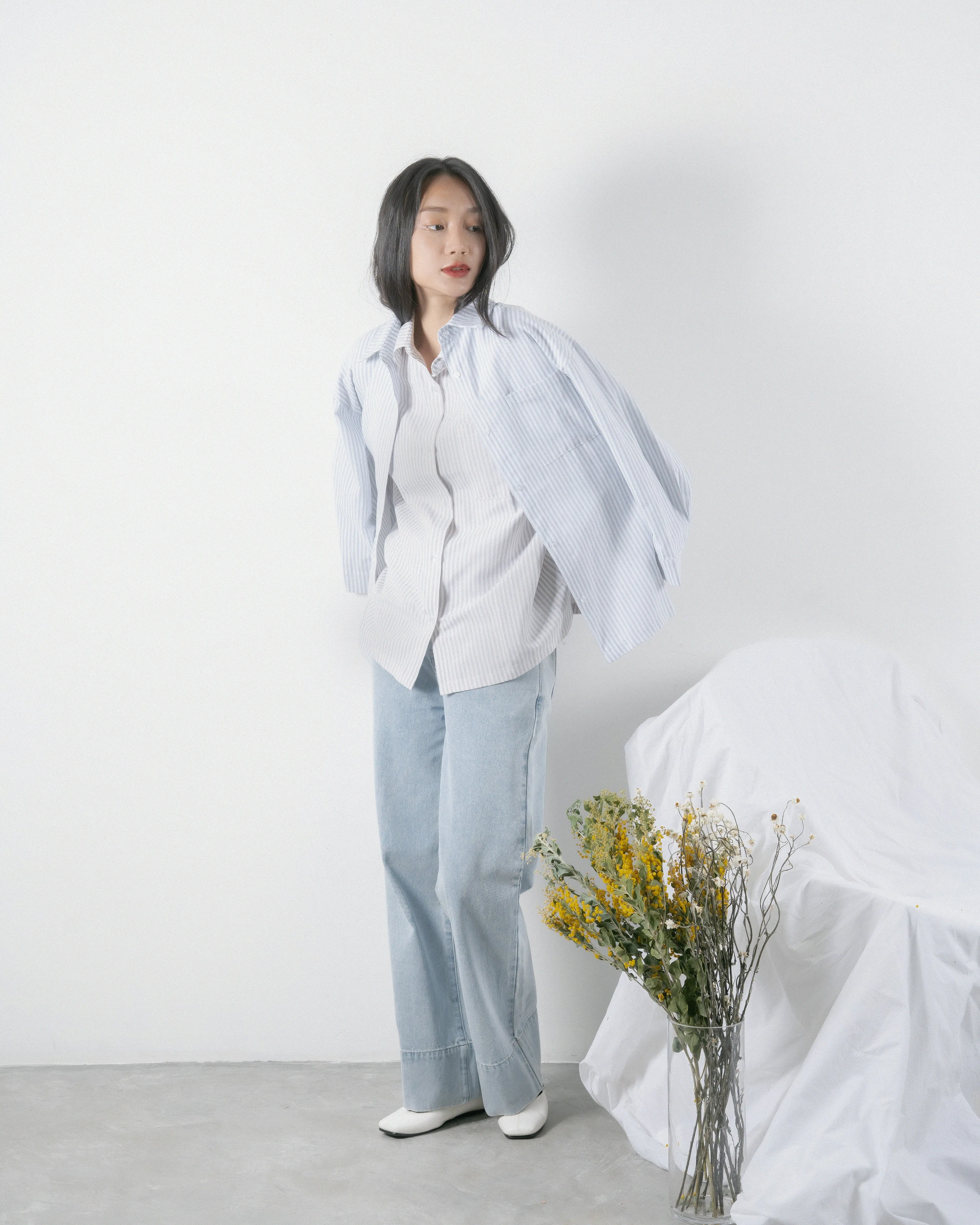 Stripes Oversize Shirt (Khaki)