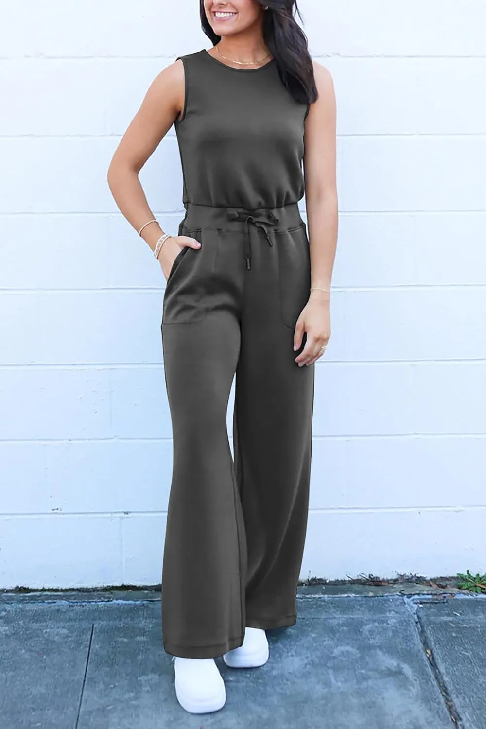 Summer One Piece Outfits Sleeveless Wide Leg Long Pants Jumpsuits
