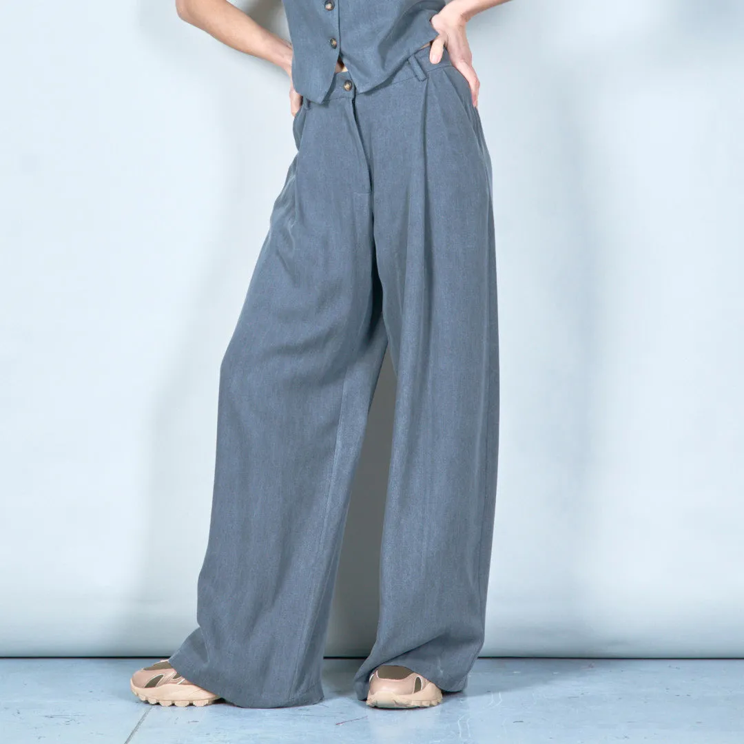 Tailored wide-leg denim trousers wholesale
