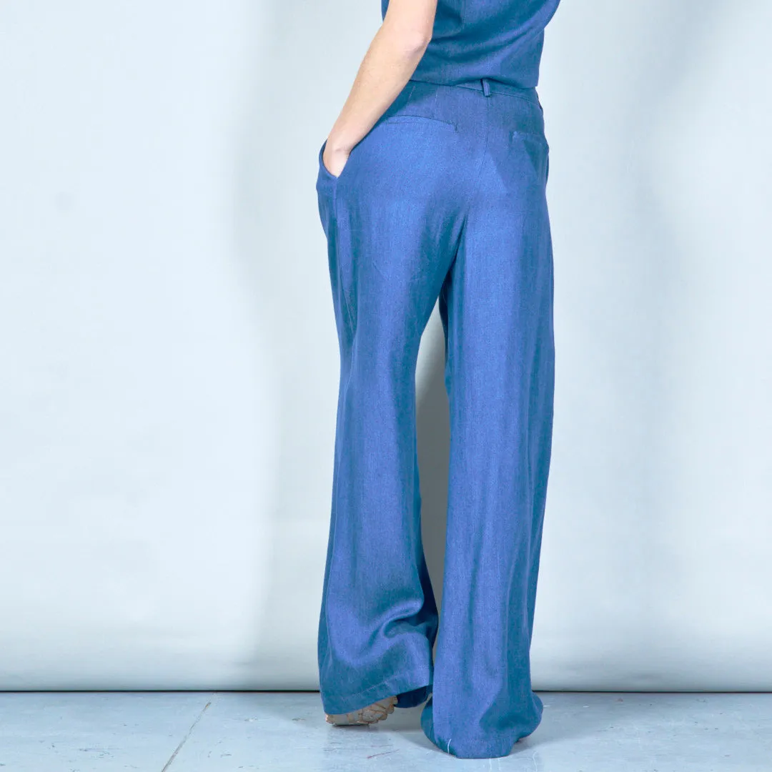 Tailored wide-leg denim trousers wholesale